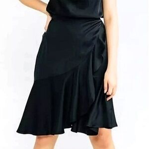 NWT Chloe Kristyn Black Satin Traci Skirt Size Extra Small